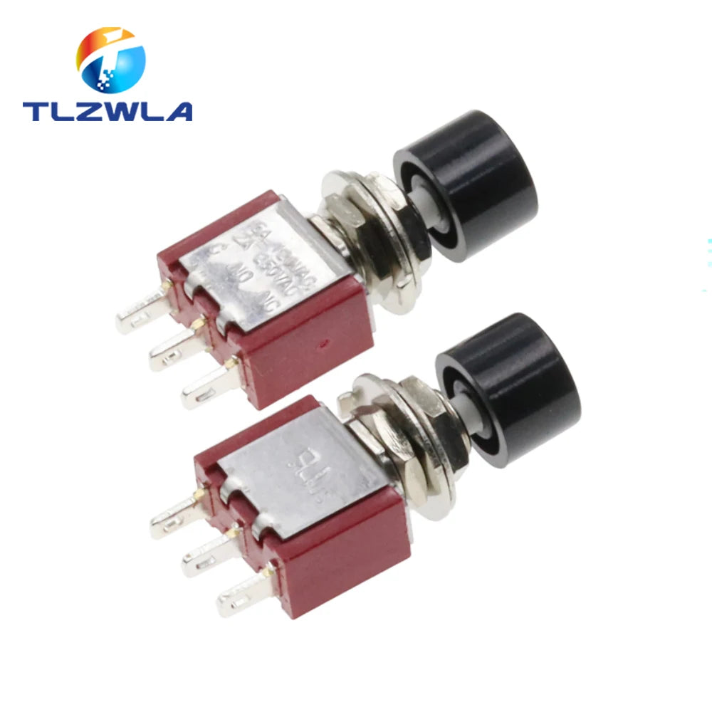5PCS 3Pin C-NO-NC 6MM Mini Momentary Automatic return Push Button Switch ON-(ON) 2A 250VAC/5A 120VAC