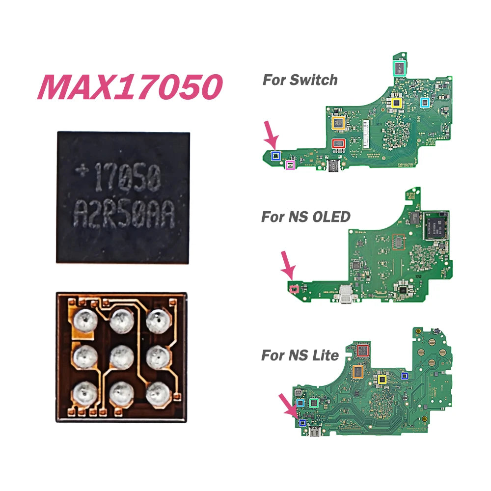 MAX17050 +17050 Battery Detection IC Chip Battery Fuel Gauge Chip for Nintend Switch NS OLED Lite Game Console Replacement Parts
