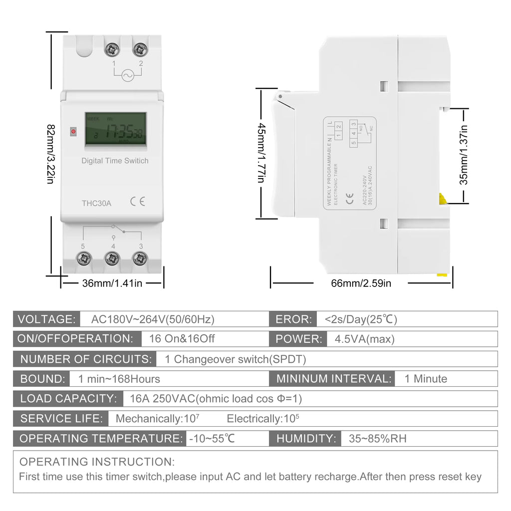 THC 15A /30A 220V Digital LCD Weekly Programmable Digital Timer Switch Time Relay