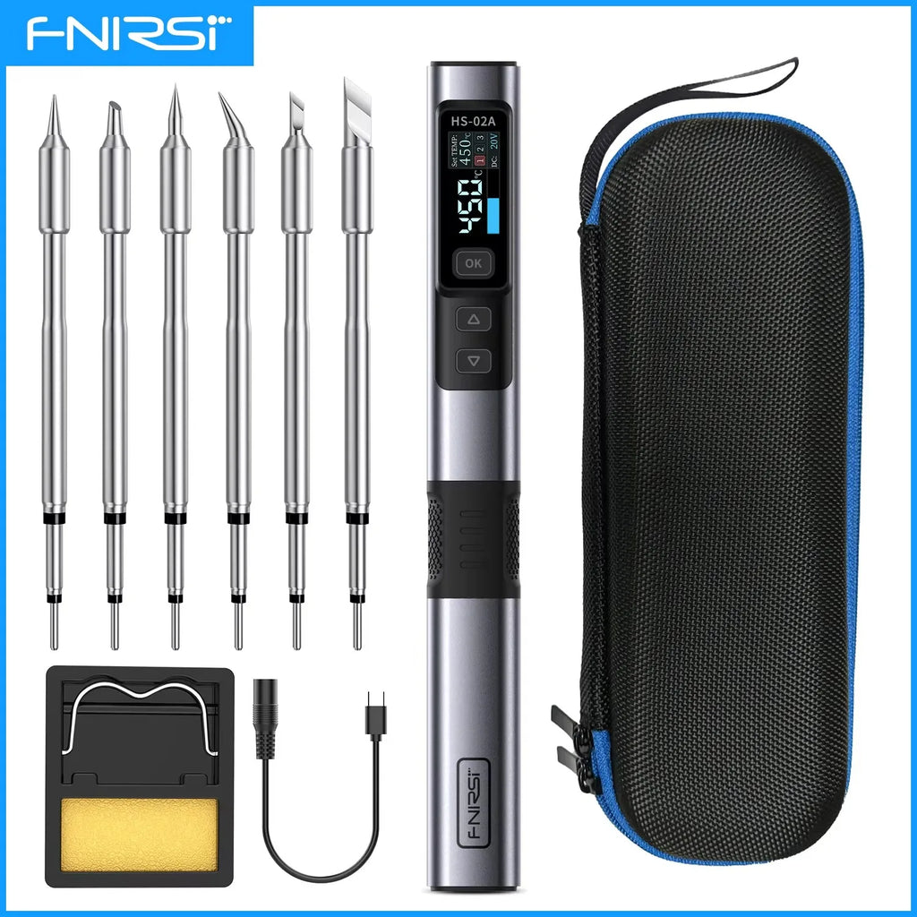 FNIRSI HS-02 Portable Intelligent Soldering Iron 100-450℃ Fast Heat Up 100W Type-C PD Fast Charging for Welding Repair Tools
