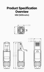 AMPCOM Tool Free RJ45 Connector, No Crimp Tool Less UTP 1000Mbps CAT6/CAT6A Modular PLug for Stranded Solid Lan Ethernet Cable