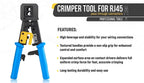 Hoolnx RJ45 Crimp Tool Pass Through Ethernet Crimper Cutter Stripper for Cat5e Cat6 RJ45/RJ12 Regular and End Pass Through Plugs