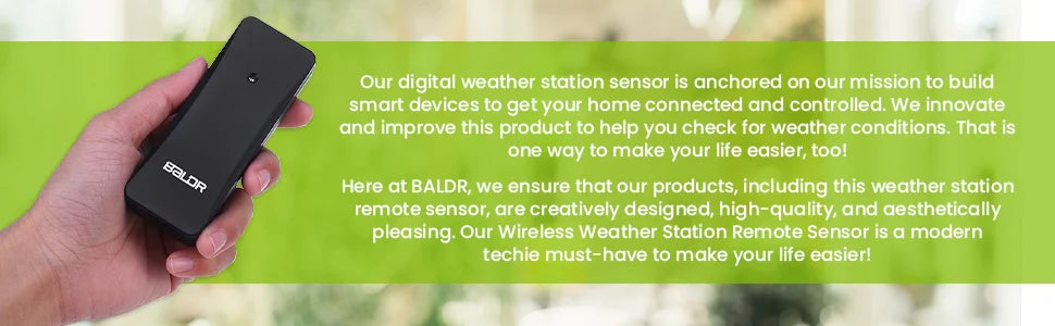 BALDR Wireless Weather Station Outdoor Remote Sensor - Shelf Standing or Wall Hanging Sensor for BALDR Weather Station