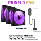 LDPCSJ PRISM 4 PRO 120mm PC Case Fan Equipped with ARGB Controller, 4-Pin PWM Silent Cooling Fan,12V 3Pin Addressable ARGB,45.2CFM High Airflow 600-1500RPM Synchronizable RGB Fan for Gaming Desktop Water Cooling Computer Chas