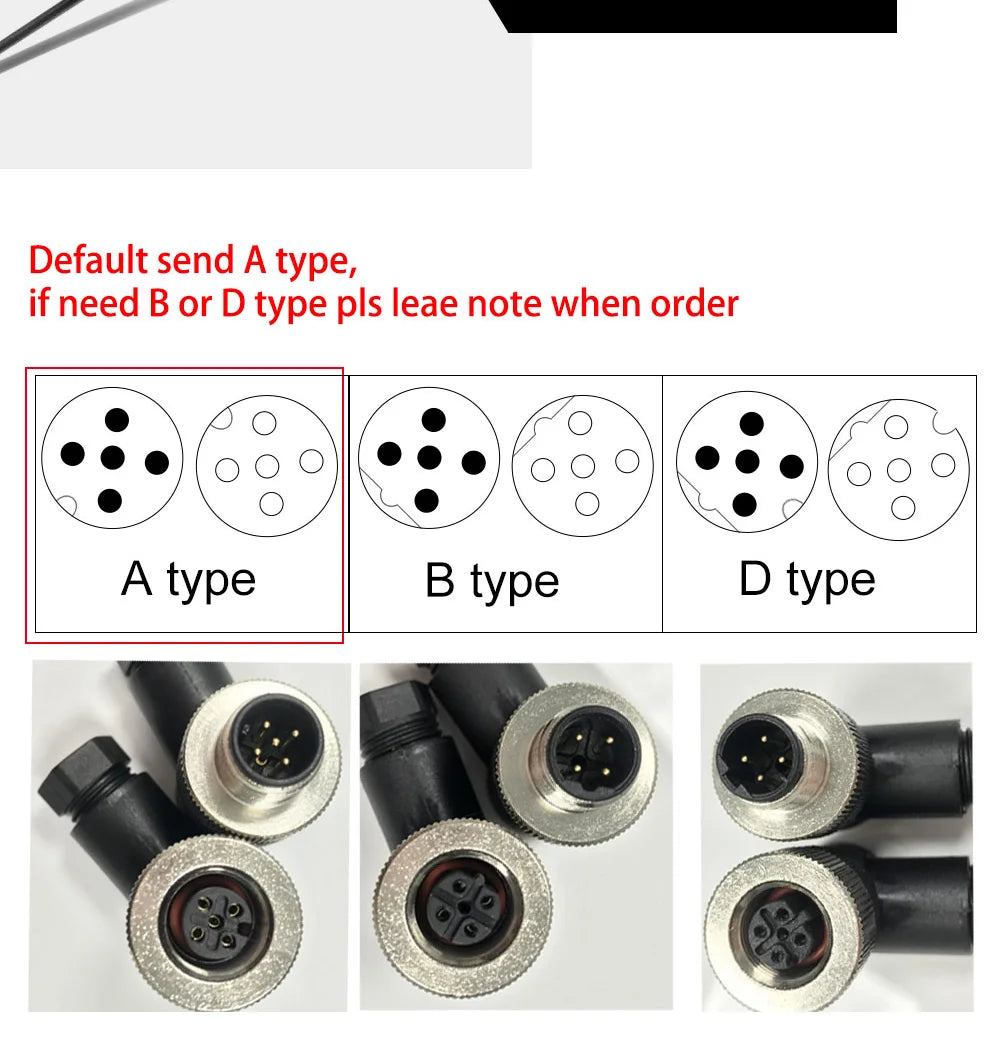 Cloweit M8 Sensor Connector Waterproof Male&Female Plug Straight Angle Screw Threaded Coupling 3pin 4p Panel Mount Flange Socket