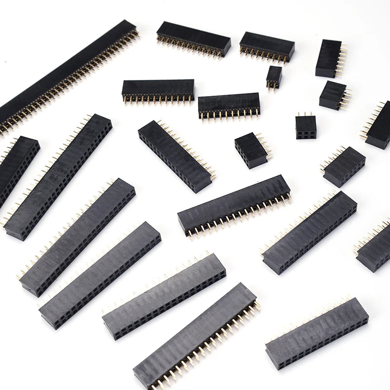 10pcs 2.54mm 2X2/3/4/5/6/8/10/12/13/20/40 Pin Female Header Strip Connector Double Row Straight Needle  2.54 Female Header Socke