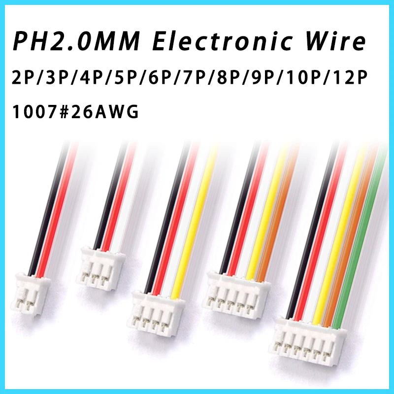 10PCS SH1.0 MX1.25 ZH1.5 PH2.0 XH2.54 Electronic Wire Cable Connector 2/3/4/5/6/7/8/9/10/12 Pin Plug 10CM/20cm/30CM Wire Length