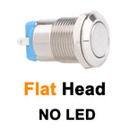 1pc 12mm metal push button waterproof nickel plated brass button switch Latching/self-locking/fix high/flat head on-off NO LED