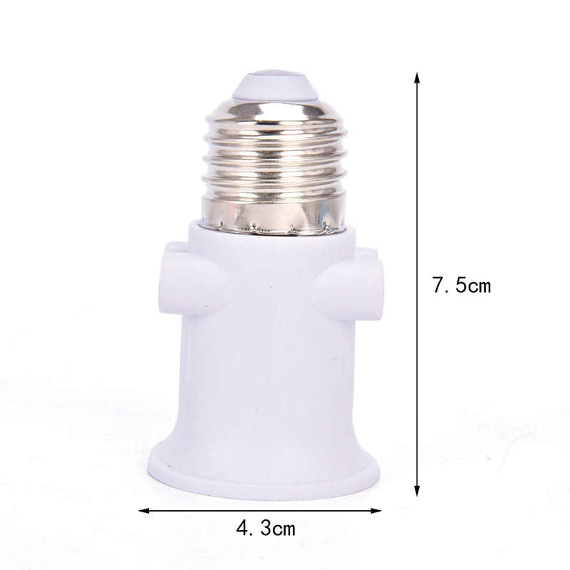 PBT Fireproof  European Double EU to E27 LED Bulb Adapter 2EU Plug Converter Base Lamp Holder Screw Light Socket White