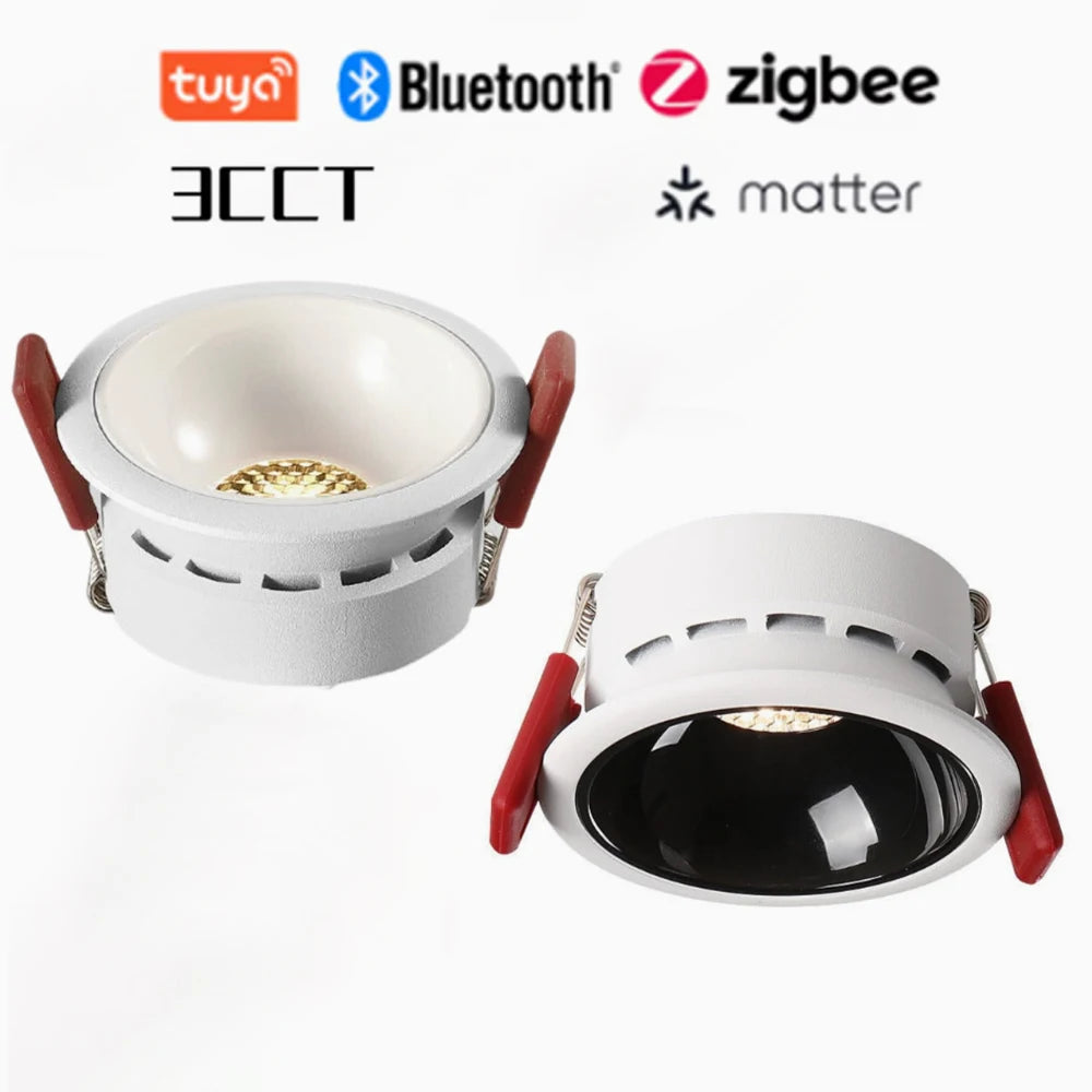 3CCT Tuya Bluetooth/Zigbee Matter Recessed Smart LED Anti Glare Downlight Lamp 7W-20W Spot Light Fixtures Indoor Home Lighting