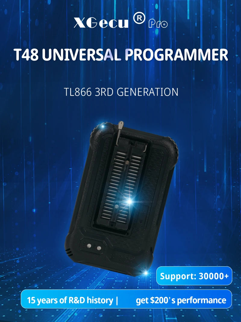 XGecu T48 (TL866-3G) Programmer Support 34000+ ICs for SPI/Nor/NAND Flash BIOS MCU EEPROM AVR PIC + 17-in-1 adapter + ISP cable