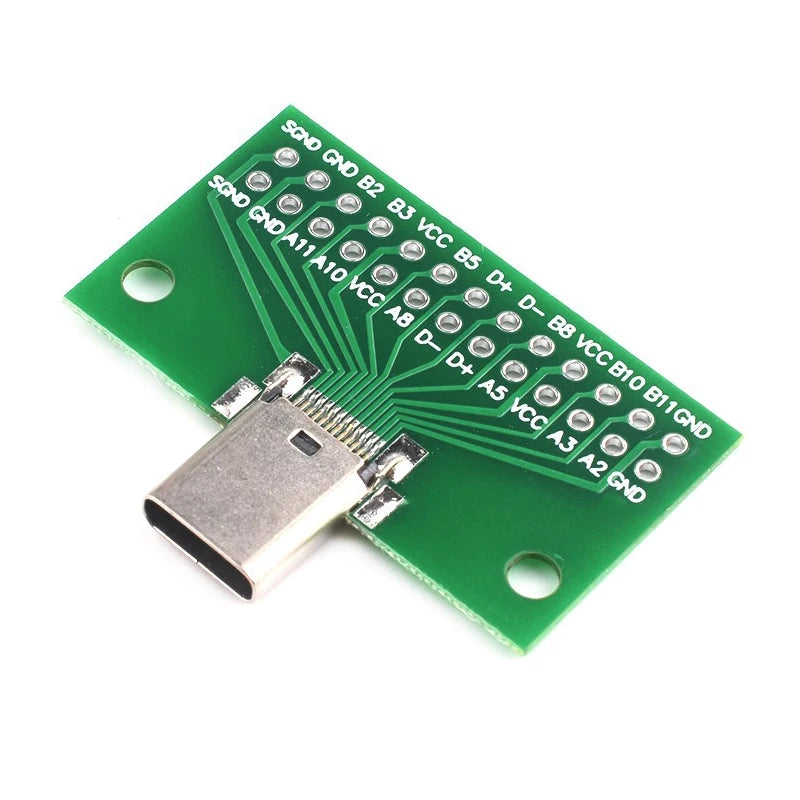 1Pcs Type-C Male to Female USB 3.1 Test PCB Board Adapter Type C 24P 2.54mm Connector Socket For Data Line Wire Cable Transfer