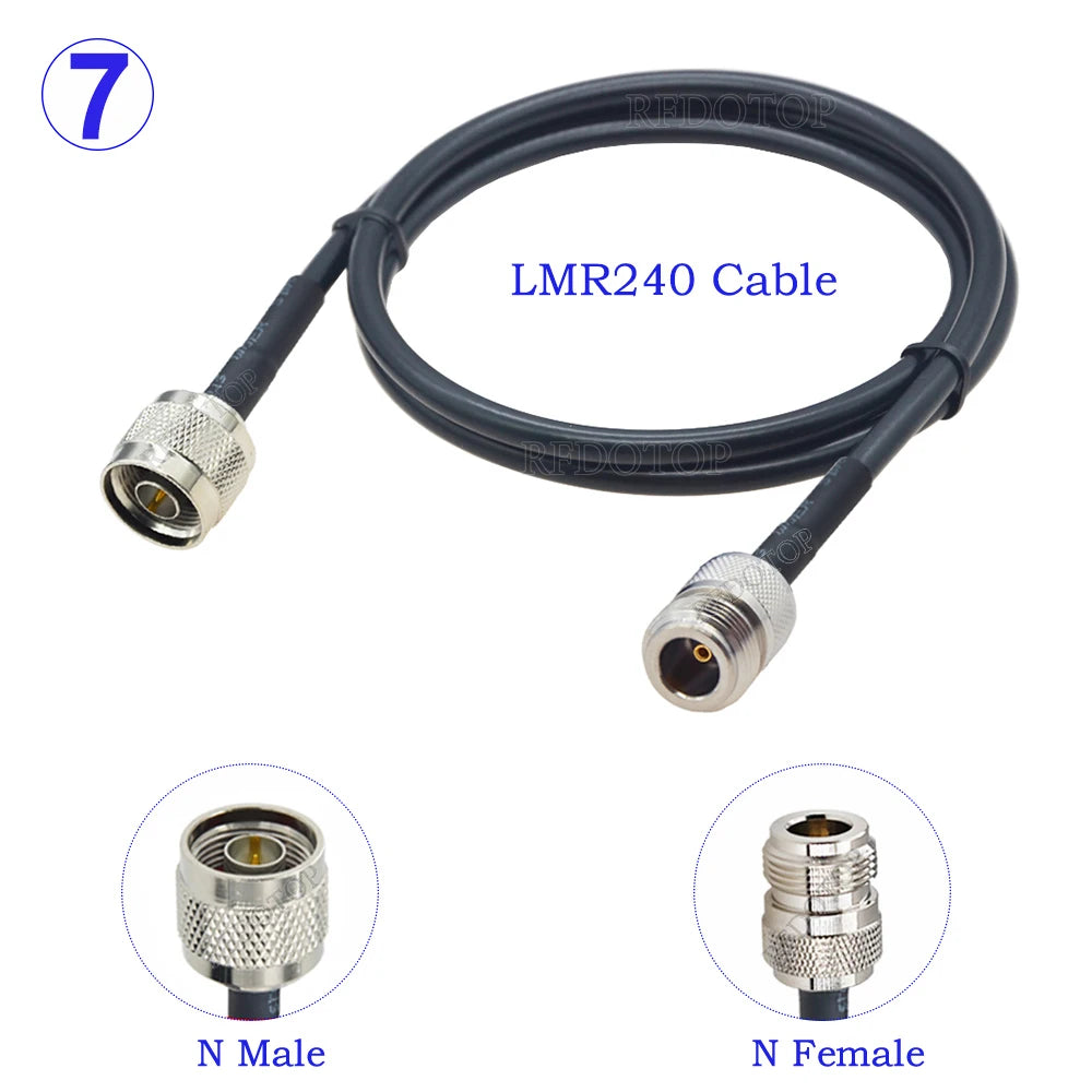 LMR240 Cable BNC Male Plug to N Male/N Female Jack Connector 50 Ohm 50-4 Pigtail RF Coaxial Jumper 4G 5G LTE Extension Cord