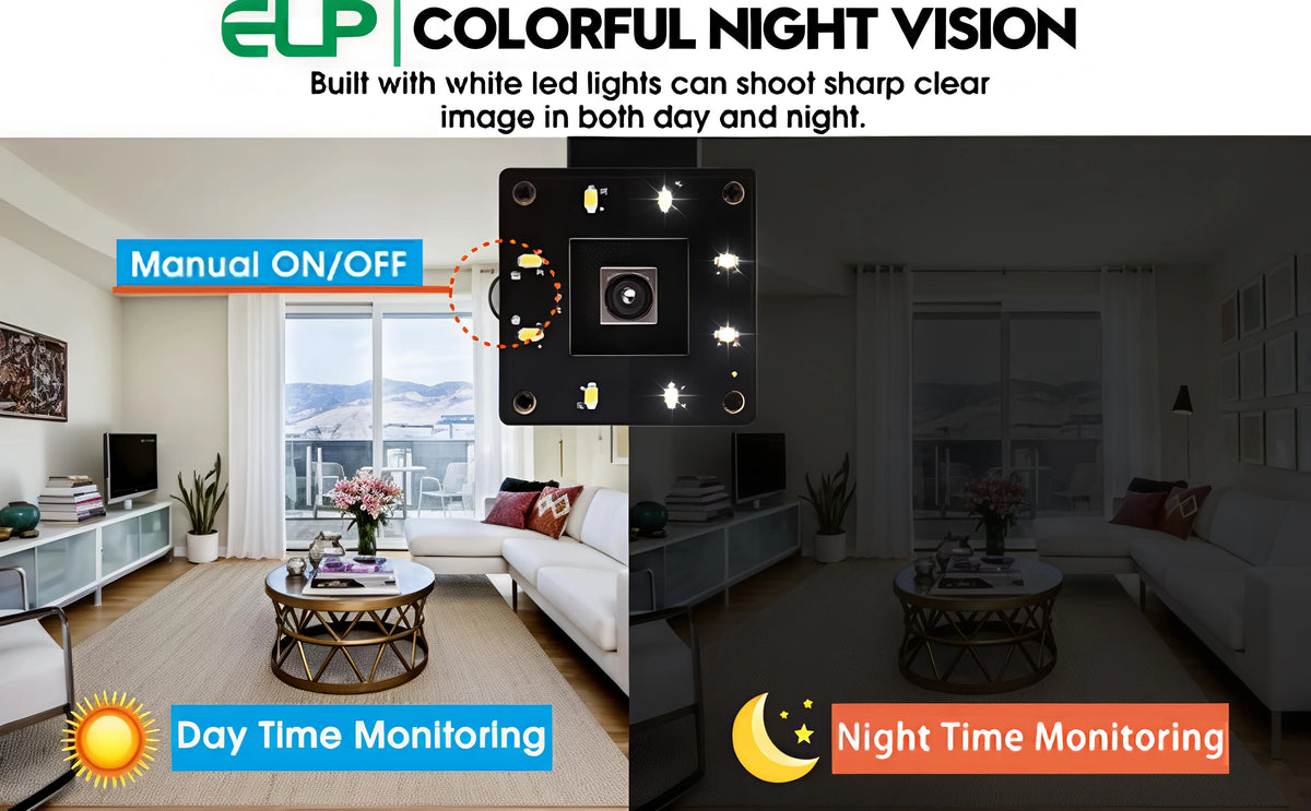 ELP 16MP Autofocus USB Camera IMX298 Sensor Ultra HD No Distortion Webcam with Night Vision White LED for Security System