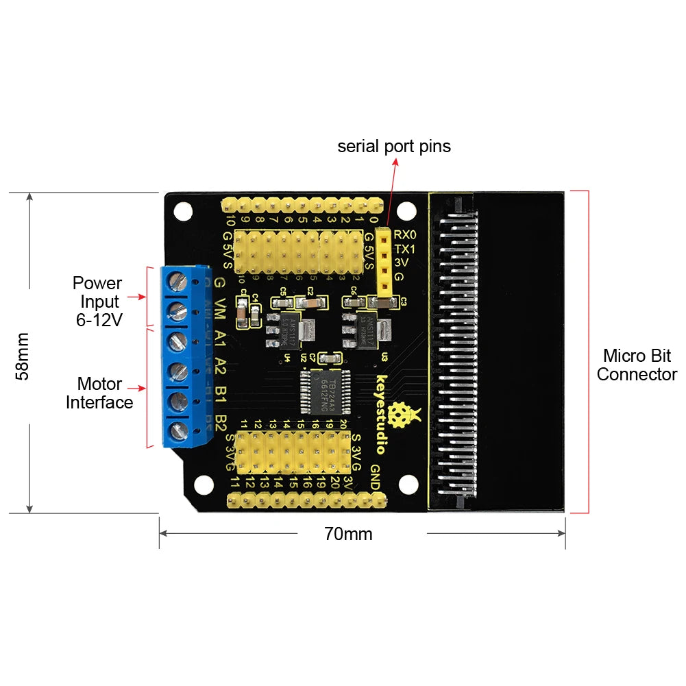 Keyestudio Motor Drive Breakout Board For The BBC Micro bit Integrate TB6612FNG Chip Comes Serial Port Communication Pins