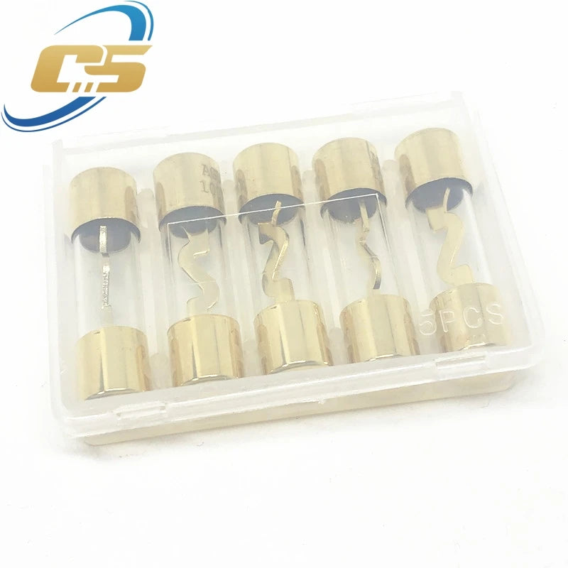 5PCS 10*38MM Gold Plated Glass AGU Fuse Fuses Pack Car Audio Amp Amplifier 10A 15A 20A 25A 30A 40A 50A 60A 70A 80A 100A Car Fuse