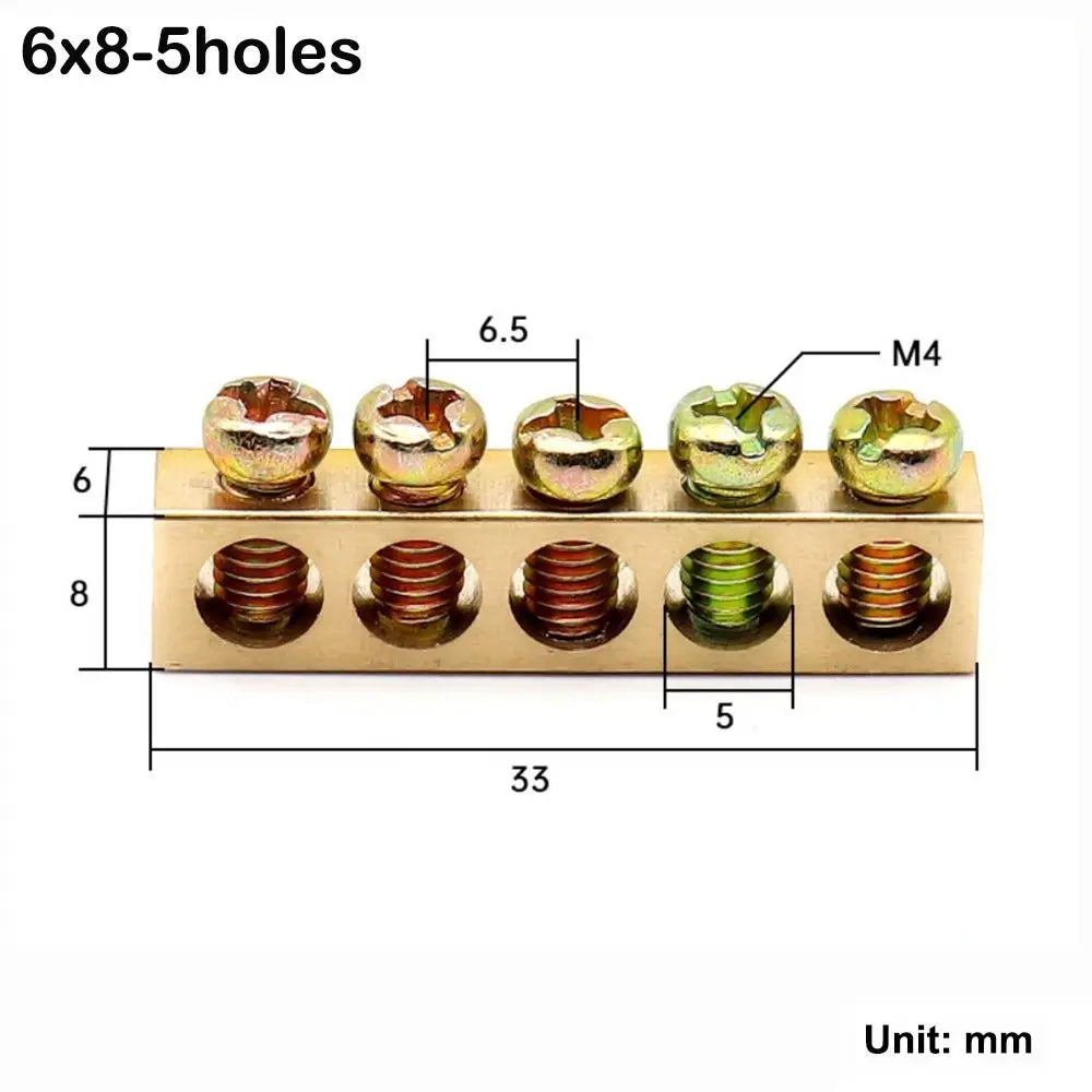 Copper Wire Connector Multi-specification With Hole Screw Brass Connection Row Zero Ground Terminal Electrical