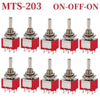 10Pcs Waterproof Cap Miniature Toggle Switch ON-OFF-ON / ON-ON SPDT DPDT MTS-102 MTS-103 MTS-202 MTS-203 Rocker Switch