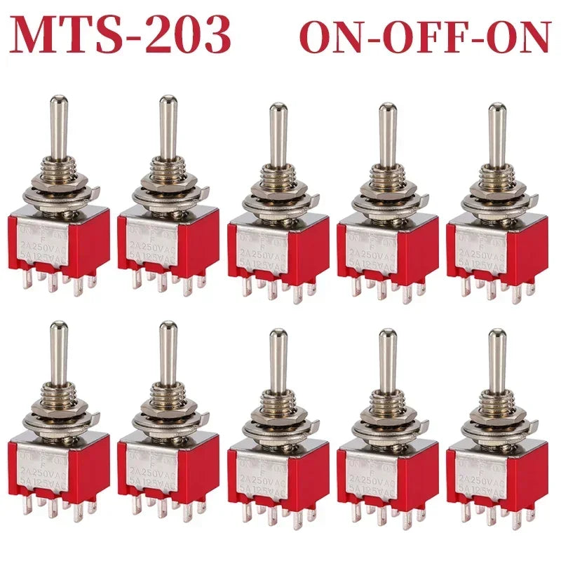 10Pcs Waterproof Cap Miniature Toggle Switch ON-OFF-ON / ON-ON SPDT DPDT MTS-102 MTS-103 MTS-202 MTS-203 Rocker Switch