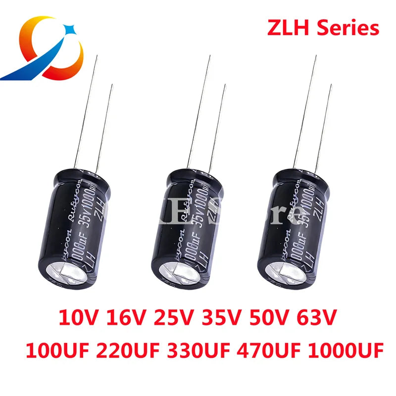 10pcs ZLH 10V 16V 25V 35V 50V 63V 100V 10UF 22UF 47UF 100UF 220UF 330UF 470UF 1000UF Rubycon Electrolytic Capacitor  NEW