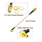 10PCS/LOT SMA to MMCX Cable RP-SMA / SMA Female Waterproof O-Ring  to MMCX Male Straight/180° RG178 Pigtail RF Coaxial Jumper