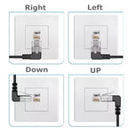 90 Degree Angled, Flexible Slim & Ultra Thin Cat6 Rj45 Ethernet Patch LAN Cord up to High Speed 10Gbps 550MHz for PC, Router