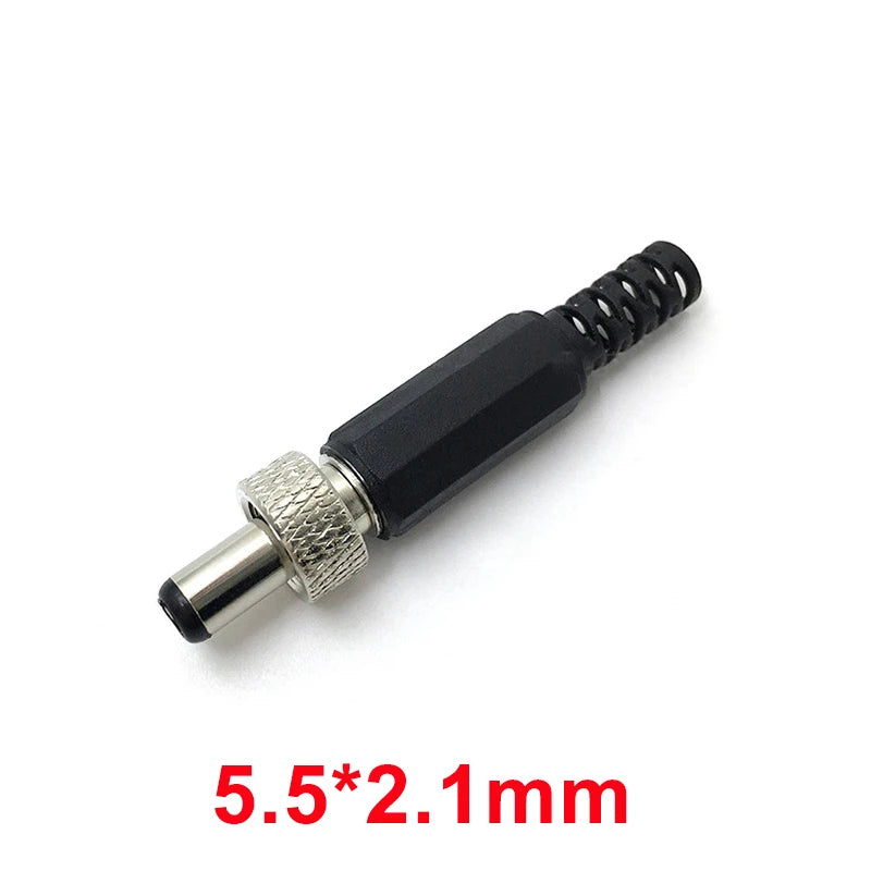 2-10PCS 5.5MMx2.1MM/2.5mm Screw Locking DC Power Connector Female Plug & Metal Panel Mount Socket Locable Secure Standard Plug