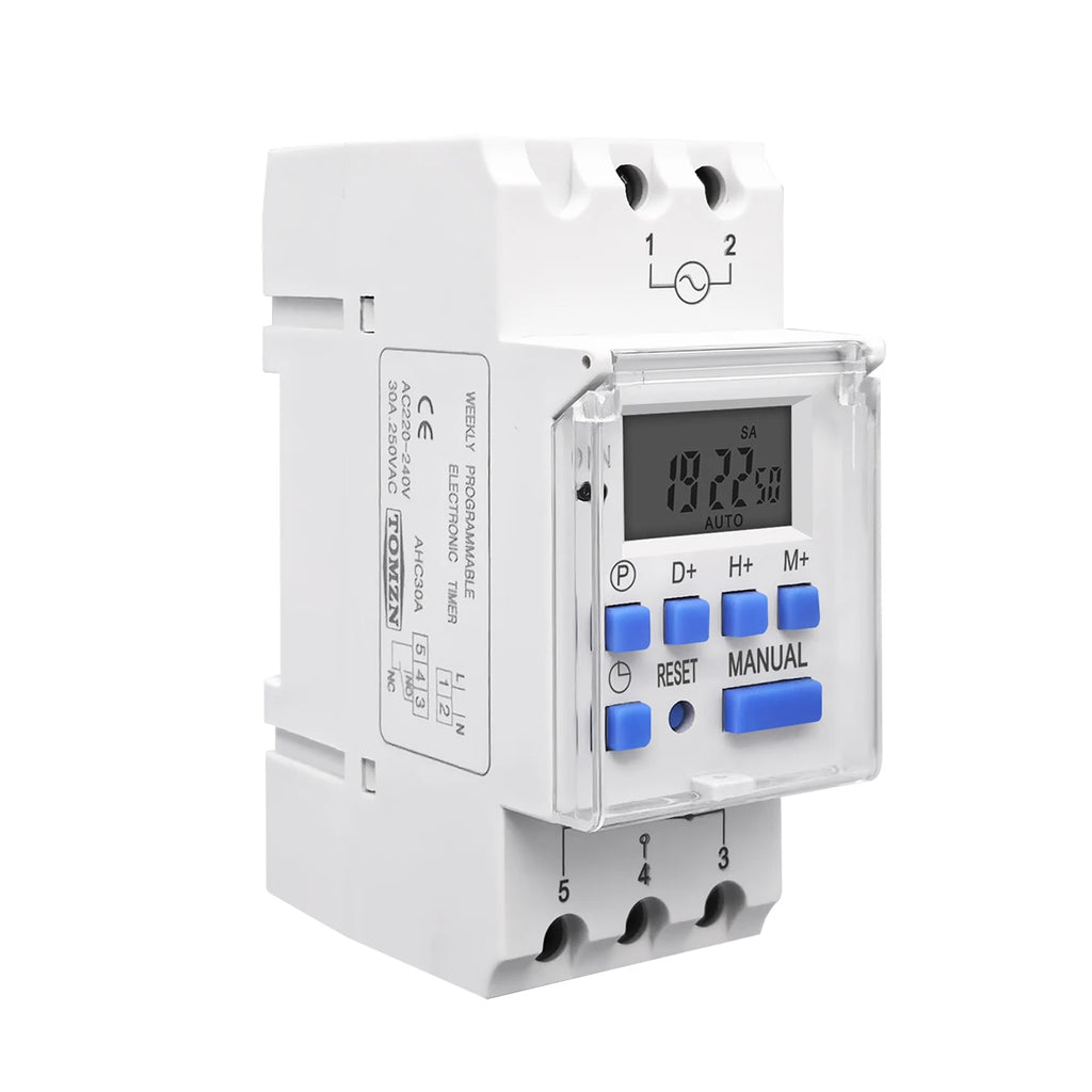 TOMZN 1NO 1NC Din Rail Single Phase Weekly 7 Days Programmable Digital TIME SWITCH Relay Timer AC 220V 230V 12V 24V 48V 16A