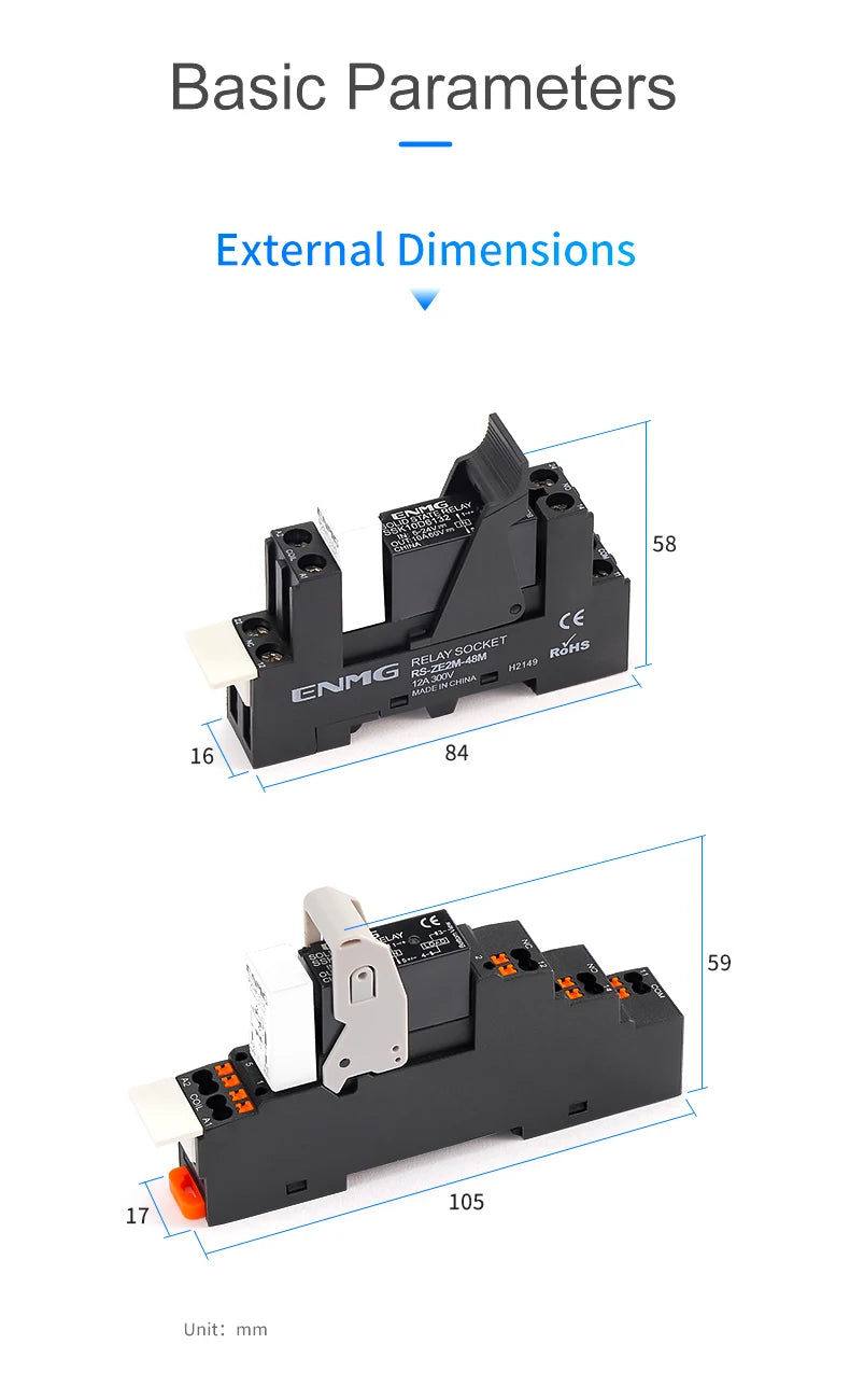 ENMG Small DIN-Rail Solid State Relay 24V 3A 4A 10A DC SSK10D6132 SSR DC to AC 220Vdc with base DC control 5V 24V AC 220V lights
