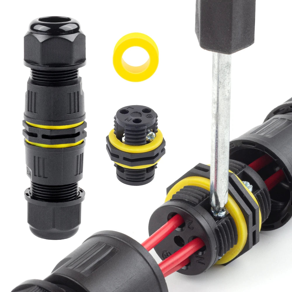 IP68 M16 Waterproof Connector,Electric Junction Box 2/3Pin Screw connection Solderless For 3-10mm Cable,Adapter terminal Outdoor