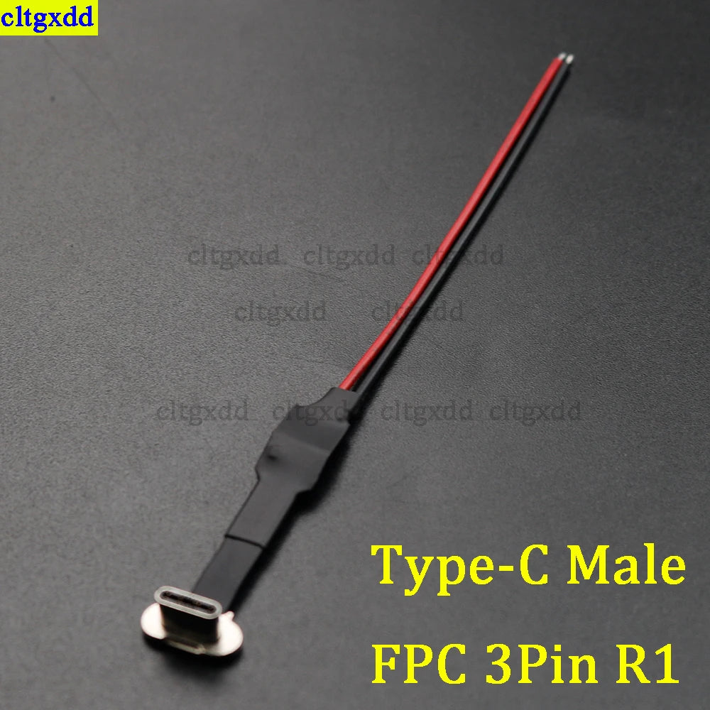 ClTGxDD 1 Piece USB C Type-C FPC 2-Pin 3-Pin with Resistor R1 Soft Flat Cable Male Head Mobile Phone Fast Charging Cable Extensi