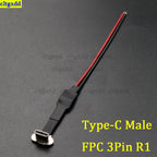 ClTGxDD 1 Piece USB C Type-C FPC 2-Pin 3-Pin with Resistor R1 Soft Flat Cable Male Head Mobile Phone Fast Charging Cable Extensi