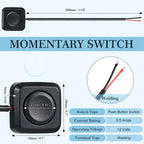 Momentary Push Button Switch ON/OFF 12V/24V  Surface Mount Mini Round Black Button for Horn, Doorbell, Temporary Control