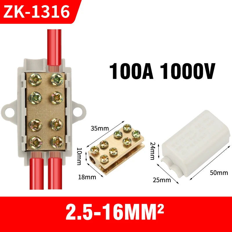 High Power Branch Terminal Quick Wire Connector Terminal Block 400V Electrical Cable Junction Box ZK-306 T-Type Wiring Terminal