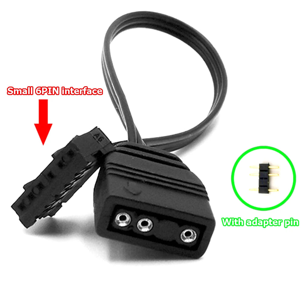 For Coolmoon Fan Controller Adapter Cable Small 4Pin/6Pin to 5V ARGB 3Pin Cord