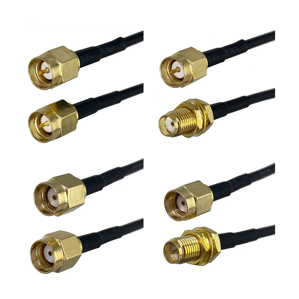 RG174 SMA RP SMA to SMA RP SMA Male & Female Nut Straight & Right Angle Connector RF Coaxial Jumper Pigtail Cable 4inch~10FT