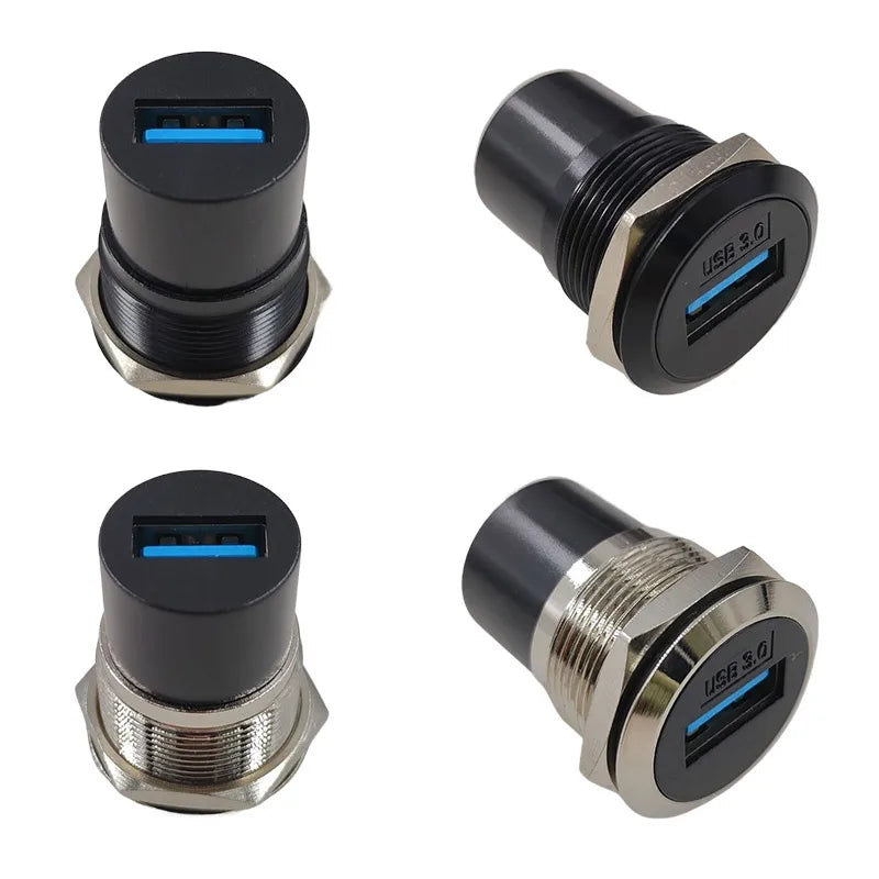 10PCS Panel Openings, 24 Metal Circular D-Shaped USB 2.0 3.0 Single Port Double Port Female Socket Waterproof Joint