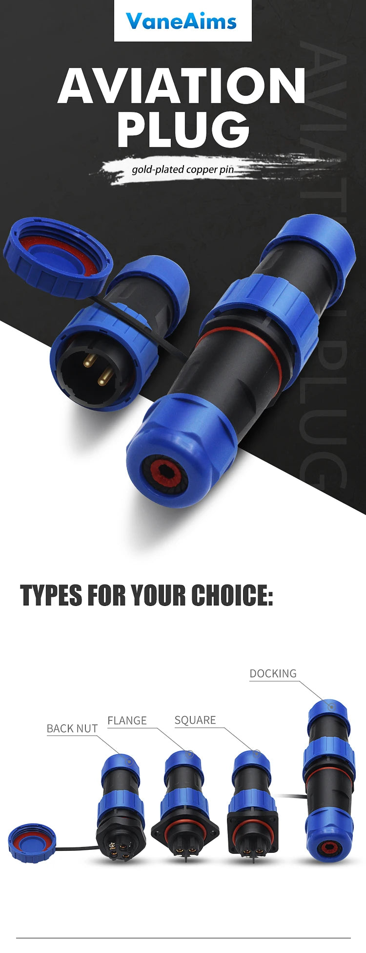 Waterproof IP68 Aviation Plug LD20-2/3/4/5/6/7 Pin No-welding Screw crimp Wire cable Connector Male Plug and Female Socket
