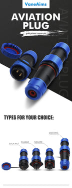 Waterproof IP68 Aviation Plug LD20-2/3/4/5/6/7 Pin No-welding Screw crimp Wire cable Connector Male Plug and Female Socket