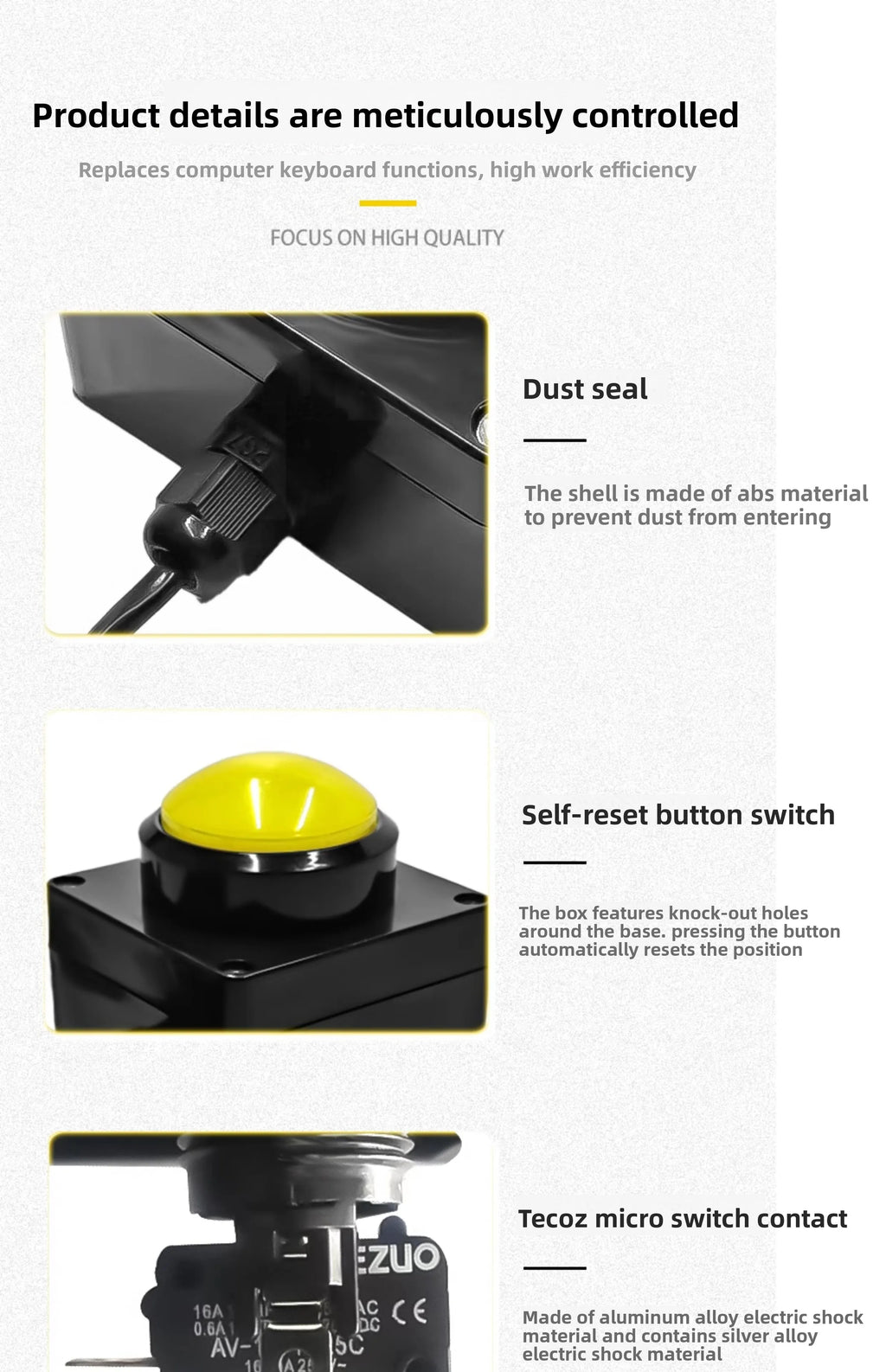 60mm 2m USB custom button wireless remote control buzzer wireless lottery button，Press once to light up once