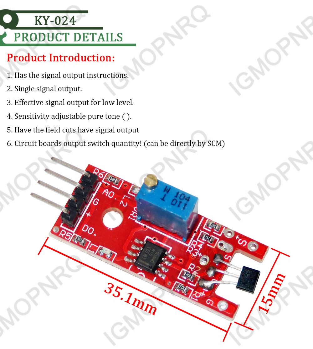 10pcs 4pin KY-024 Linear Magnetic Hall Switches Speed Counting Sensor Module
