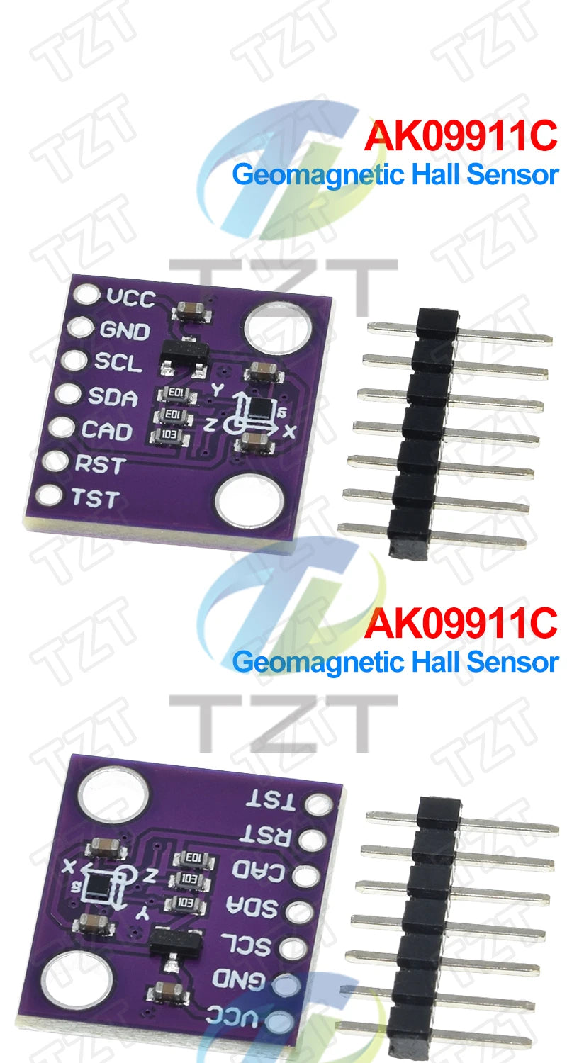 TZT 1/3PCS MCU-9911 AK09911C Geomagnetic Hall Sensor Three-axis Compass Magnetometer Module