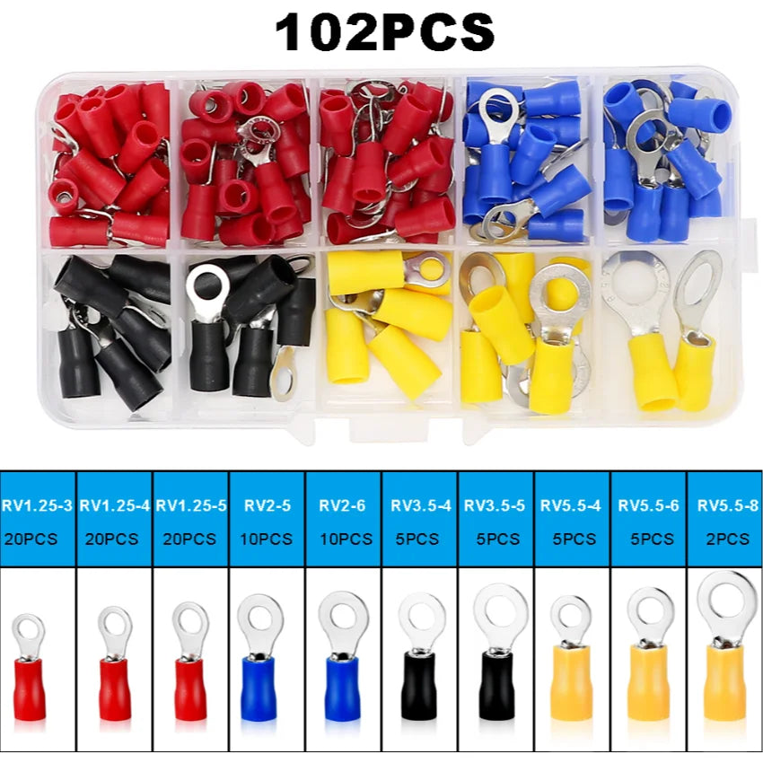 Insulated Cable Connector Electrical Wire Crimp Spade Butt Ring Fork Set Ring Electric Crimp lugs Rolled Terminals Assorted Kit