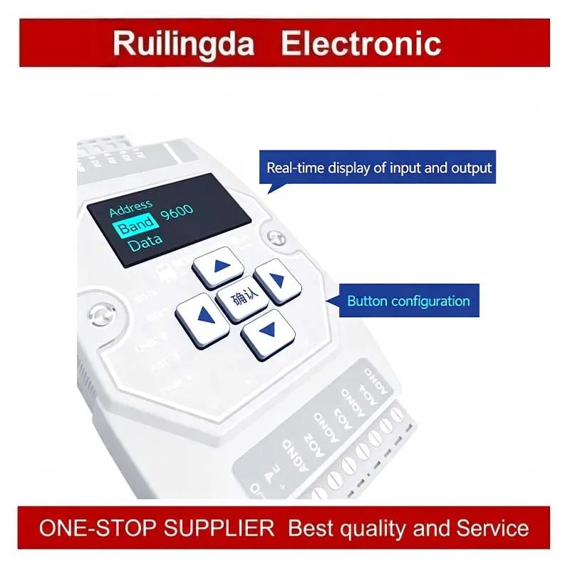 Industrial I/O Networking Module AI/AO/DI/DO 4-20mA 0-20mA, RJ45 RS485 Modbus TCP/RTU Gateway with OLED Display, DC 8-28V Powere