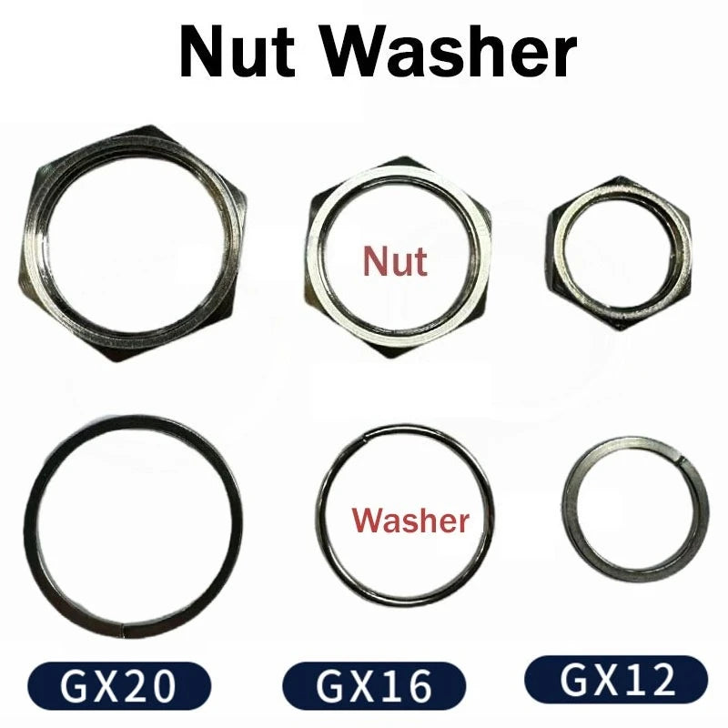 10Pcs GX12 GX16 GX20 Connector Nut Washer Aviation Plug Socket Connector Nut GX12 GX16 GX20 Aviation Plug Washer 50Pcs/100Pcs
