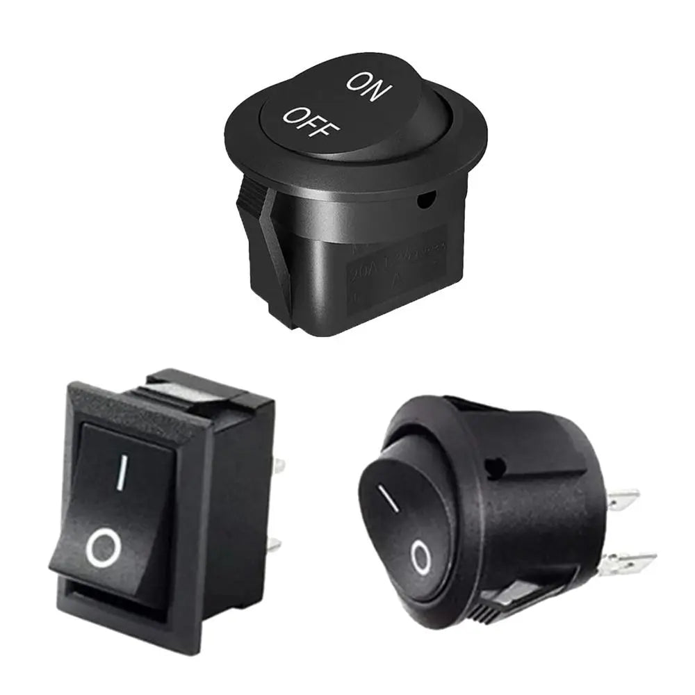 5PCS ON/OFF Round Rocker Switch MINI Toggle Switch 2 Pin SPST Push Button Switch 12V 24V 20MM with Wires for Auto Car Boat RV
