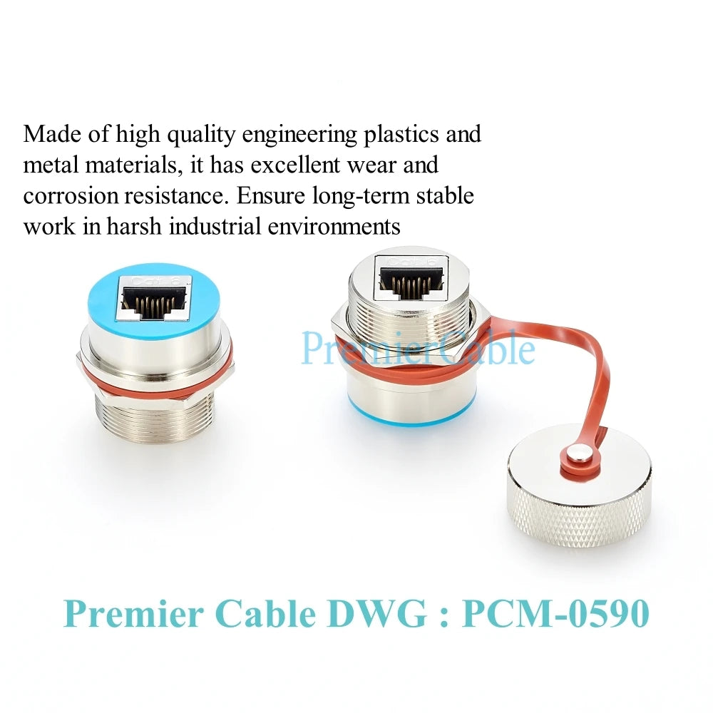 Rugged IP67 Waterproof RJ45 8P8C Female to Female Ethernet LAN Pass Through Coupler RJ45 Flush Panel Mount Socket Extender