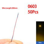 50pcs/bag 0402 0603 0805 1206 SMD Lamp Wired Micro Litz Led Pre-Soldered Chip Wired 30cm 3V DIY Railway Models Scenes Toy Light