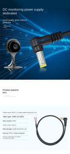 DC 5.5*2.1 / 5.5*2.5 Male 90 Degree Right Angle Connector Power DIY Cable Charging Line Monitoring Power Extension Wire