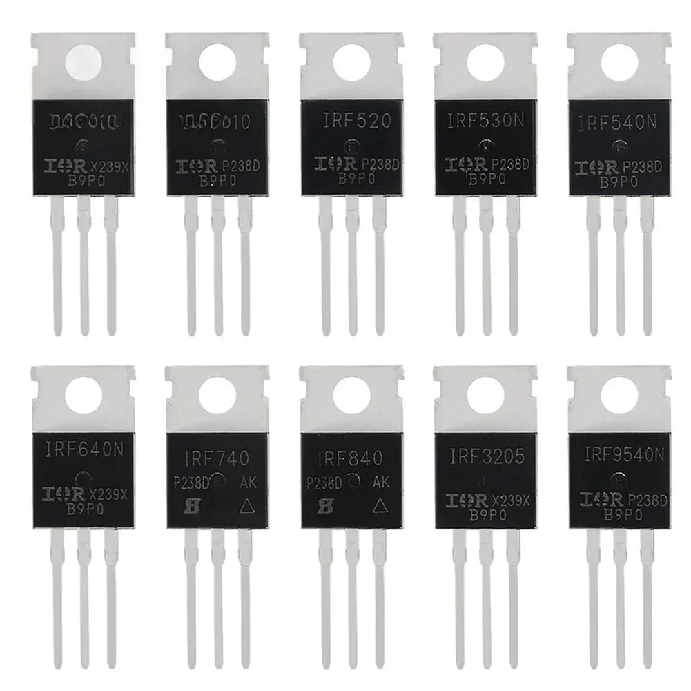 50PCS/set Transistor IRFZ44N IRF540N And IRF3205TO 220 MOSFET Transistors Kit IRFZ44N IRF510N IRF540N IRF3205 IRF9540N Parts